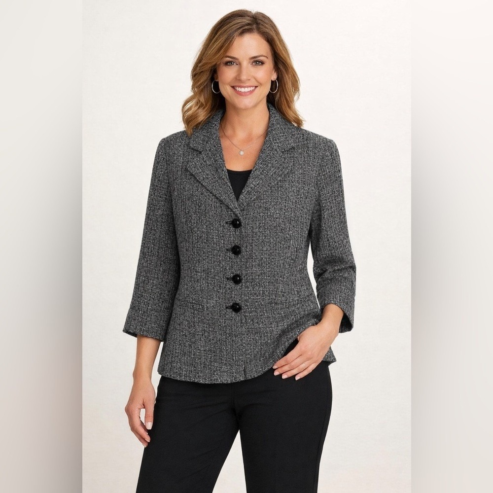 Cato-‎ Black and White Tweed Blazer Size 12